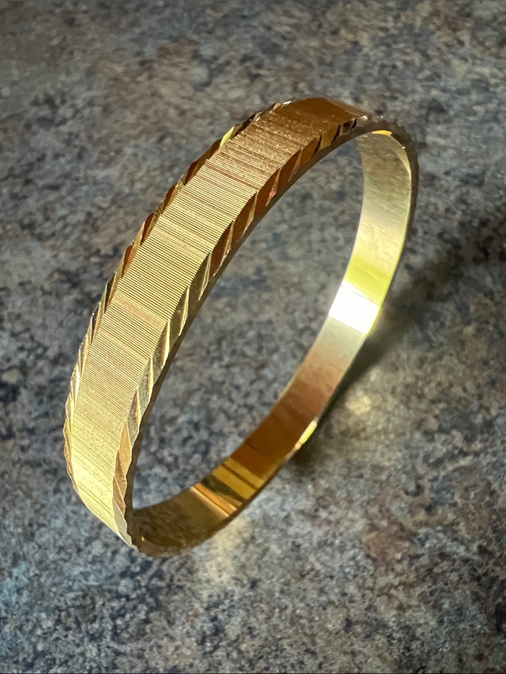 Vintage Trifari Classic Gold-Tone Textured Bangle Bracelet - Women Jewelry